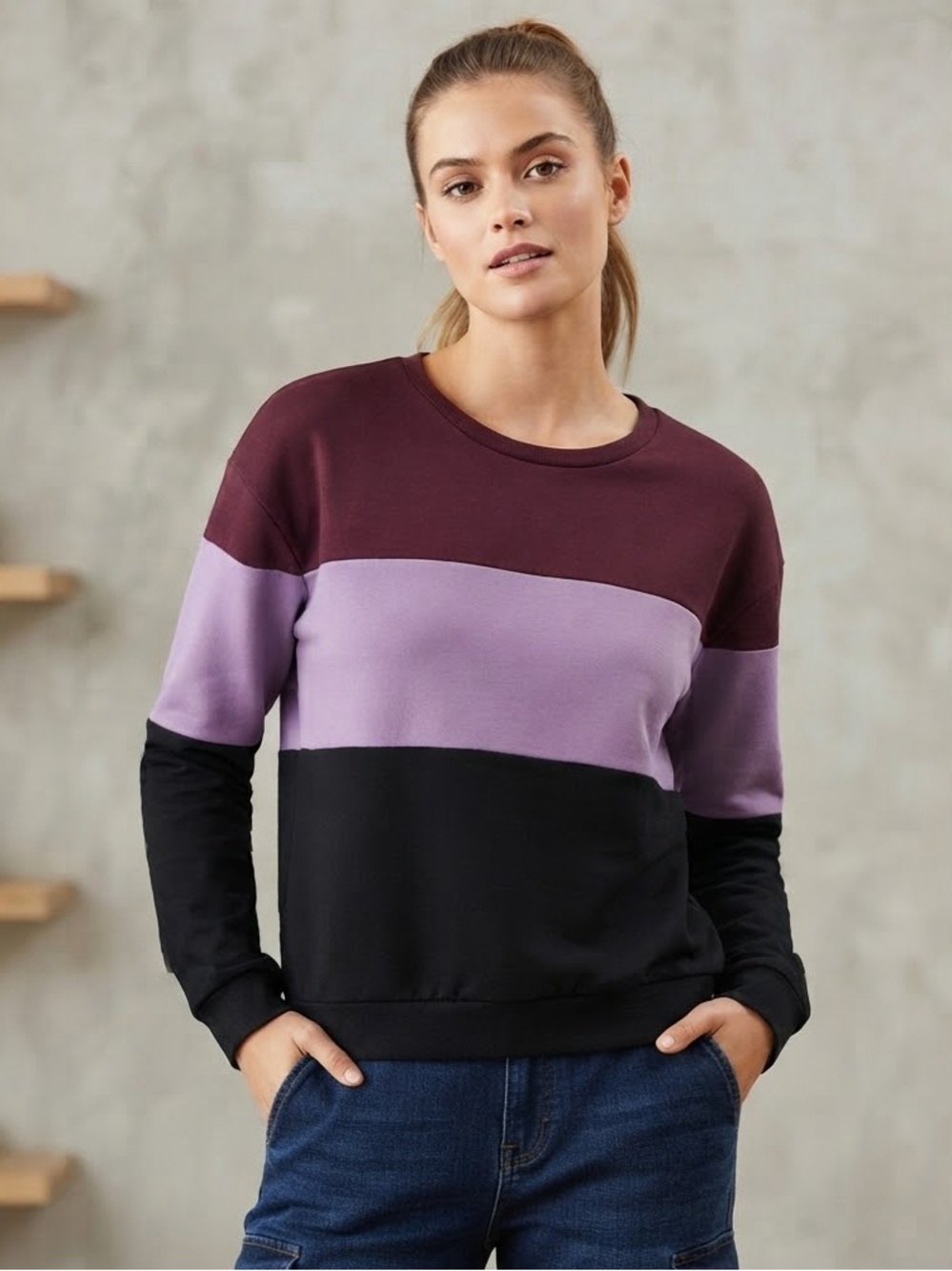 Active usa purple striped sweatshirt